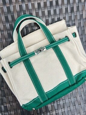 Viral Sunwin Madaket Boatkin - Small Classic Canvas Tote Bag with Green Trim